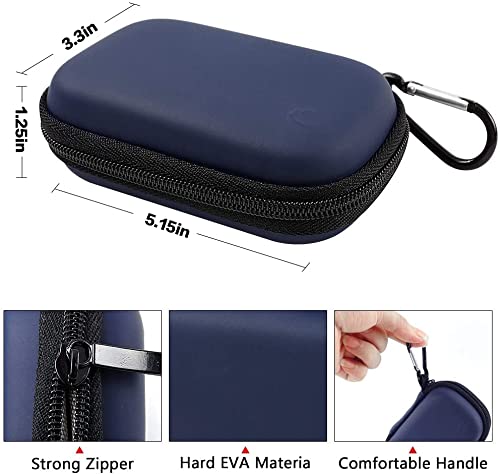 Navy portable SSD case dimensions with zipper, hard EVA shell, and handle