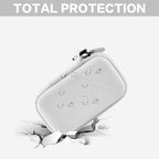 White SanDisk SSD case demonstrating water-resistant and impact protection