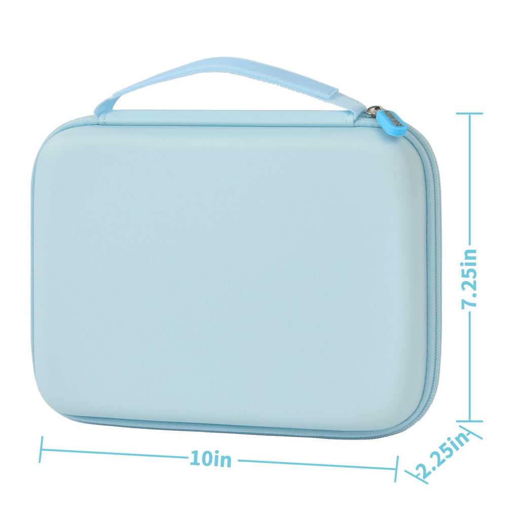 Blue 42-slot jewelry organizer dimensions: 10 by 7.25 by 2.25 inches