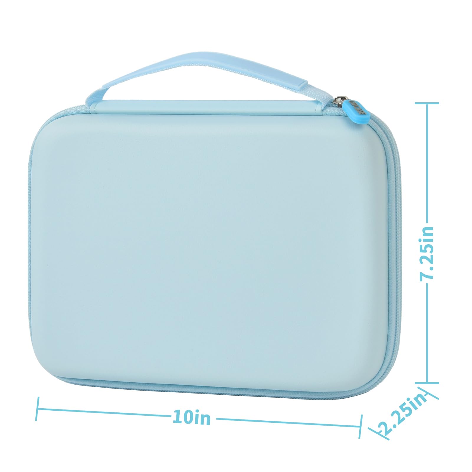 Blue 42-slot jewelry organizer dimensions: 10 by 7.25 by 2.25 inches