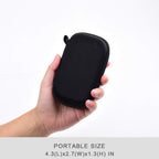 Hand holding the compact black SanDisk SSD travel case