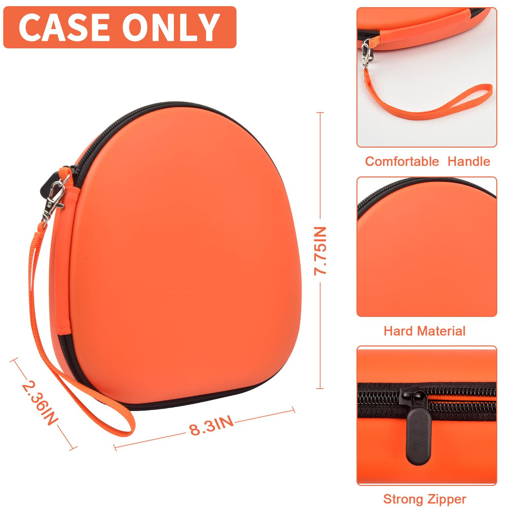 Orange hard-shell headphone case dimensions with handle and strong zipper; case only