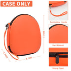 Orange hard-shell headphone case dimensions with handle and strong zipper; case only