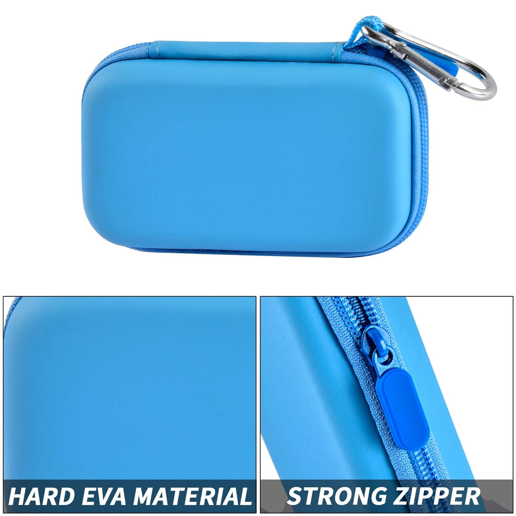 Bright blue hard EVA music player case with strong zipper and carabiner