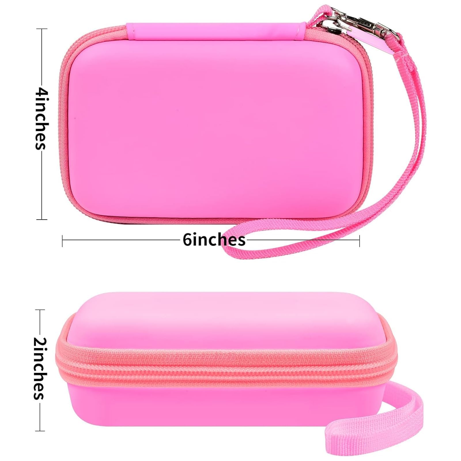 Pink 3-in-1 charging station case dimensions: 6 by 4 by 2 inches