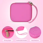 Pink bear-shaped kids instant print camera case hard shell, zipper and carry-strap features