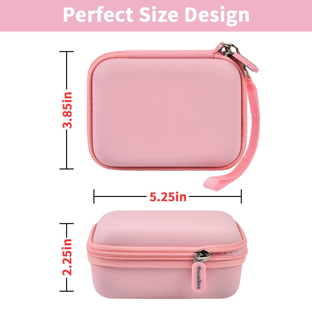 Light pink portable charger case dimensions with compact hard-shell design