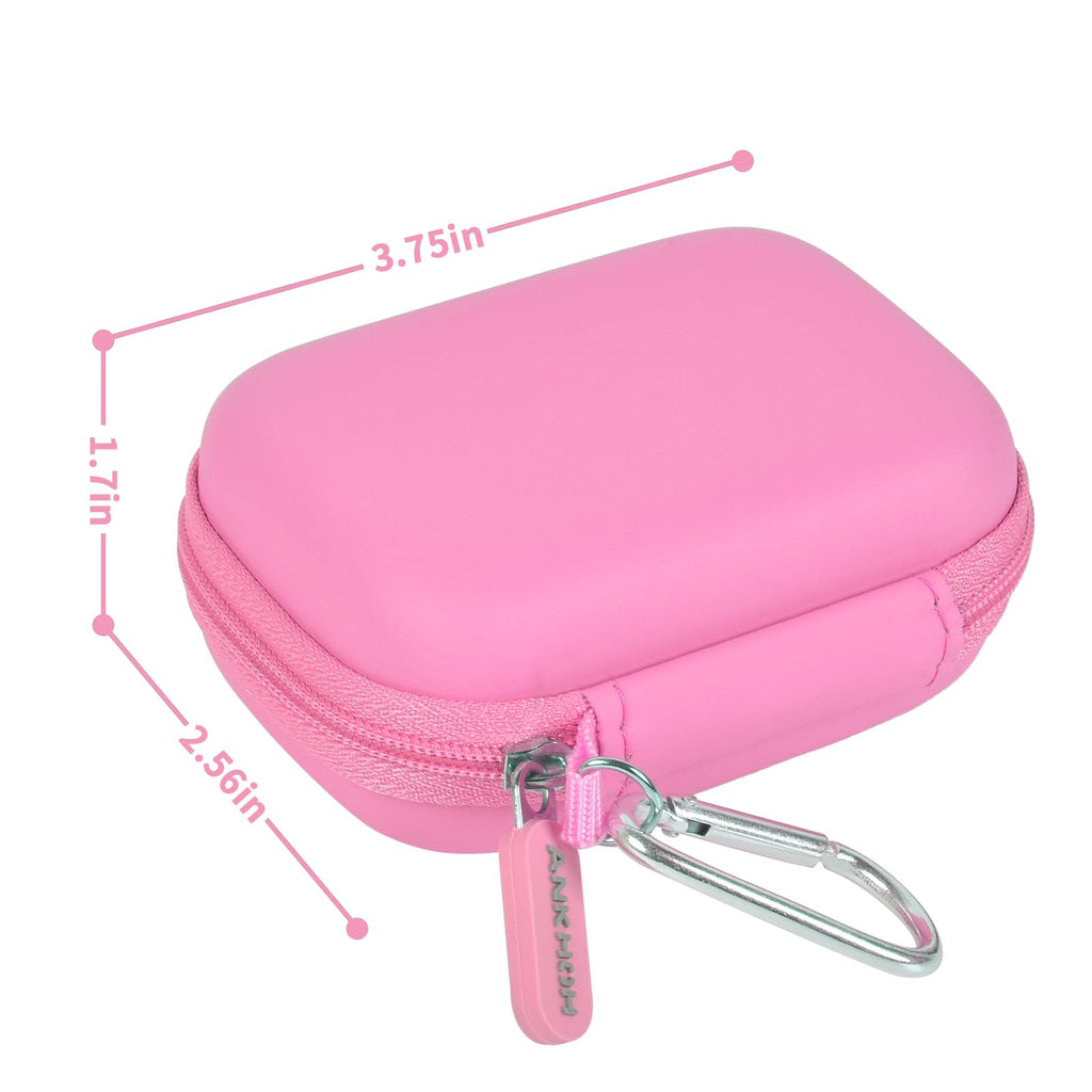 Pink portable SSD case with strong zipper, carabiner, and premium hard-shell material