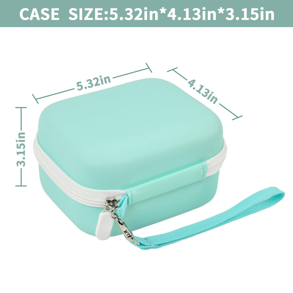 Mint green mini printer case dimensions: 5.32 by 4.13 by 3.15 inches