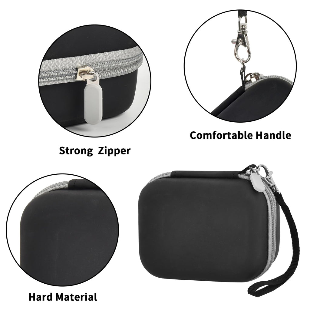 Black mini printer case with strong zipper, carrying strap, and hard protective shell