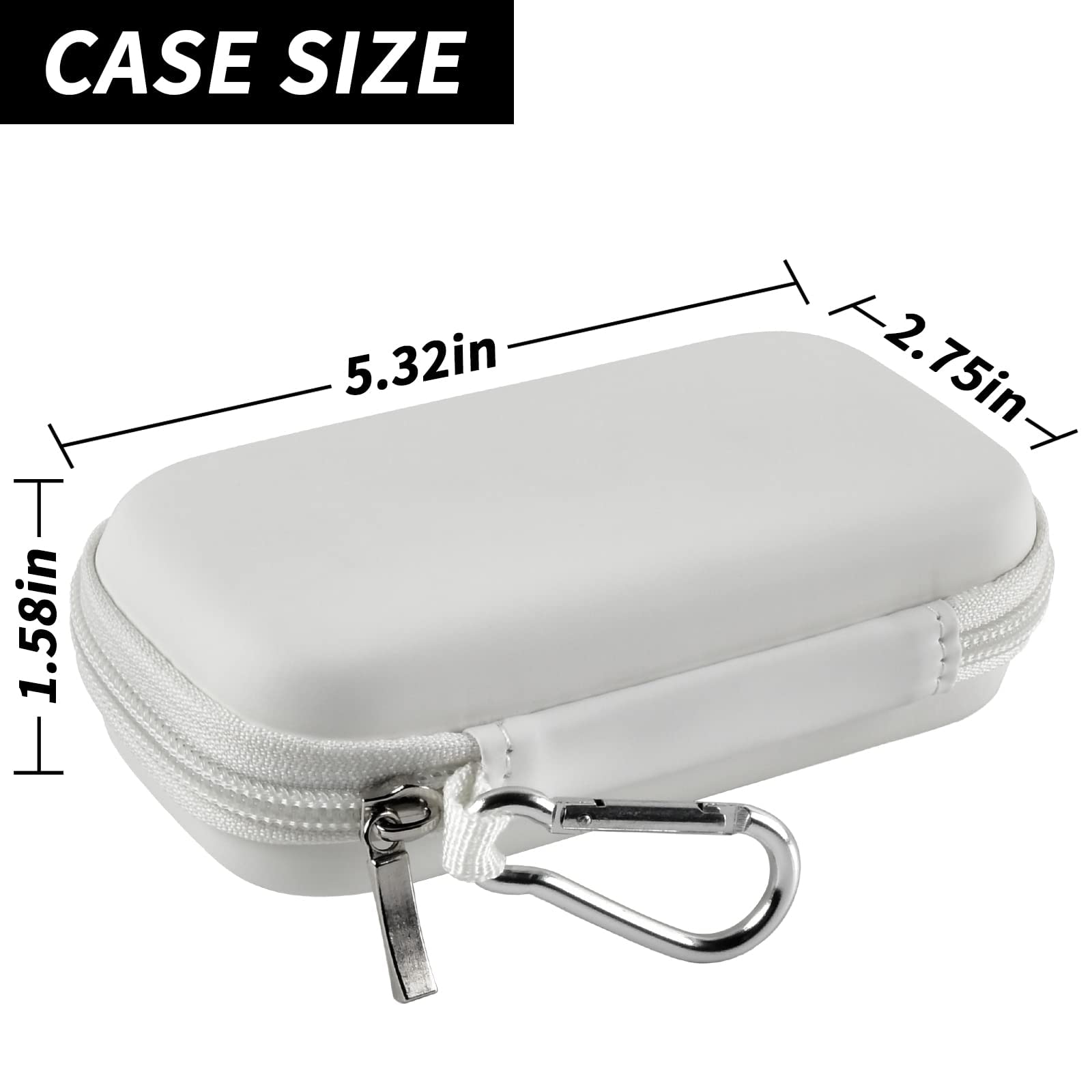 White MP3 player case dimensions: 5.32 by 2.75 by 1.58 inches