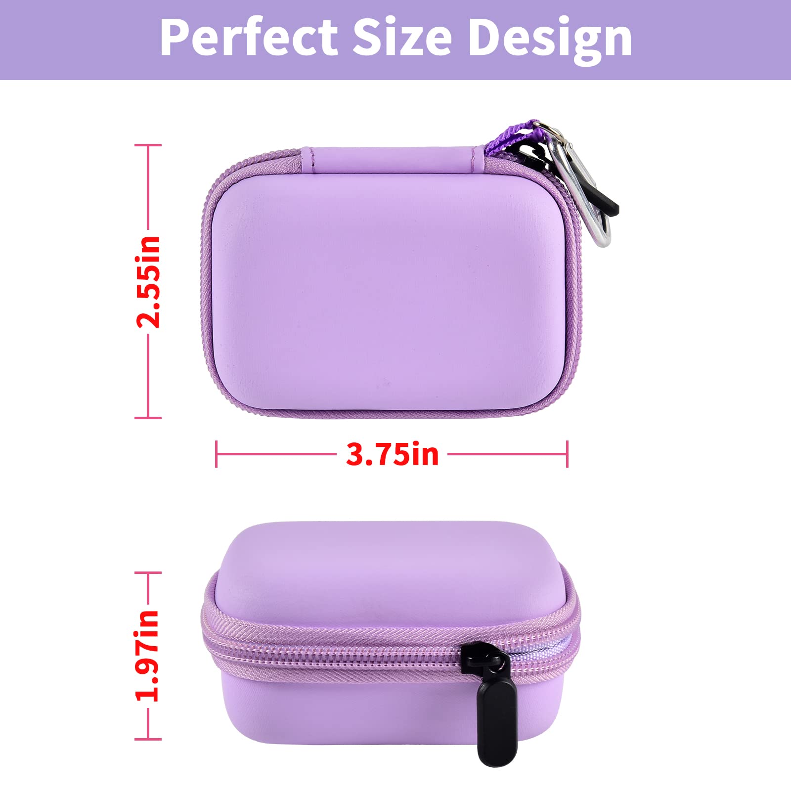 Purple portable charger case dimensions with compact hard-shell design