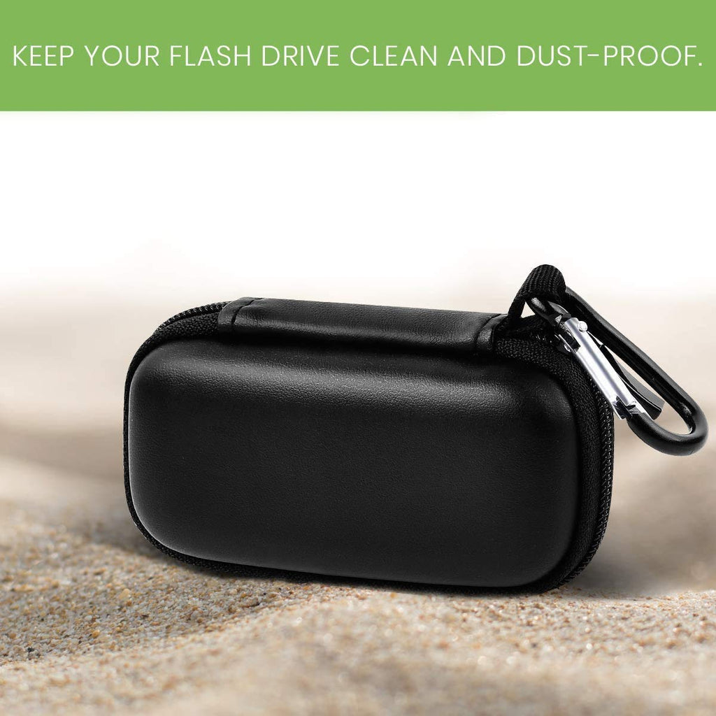 Black USB flash drive and SD card storage case dust-resistant hard shell exterior