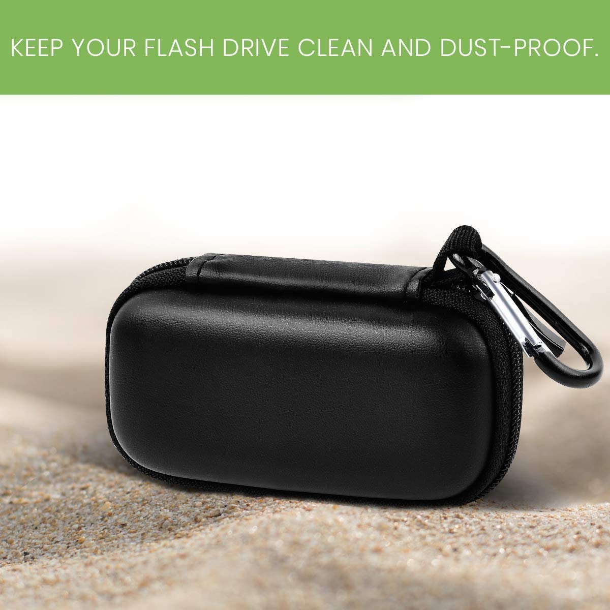 Black USB flash drive and SD card storage case dust-resistant hard shell exterior
