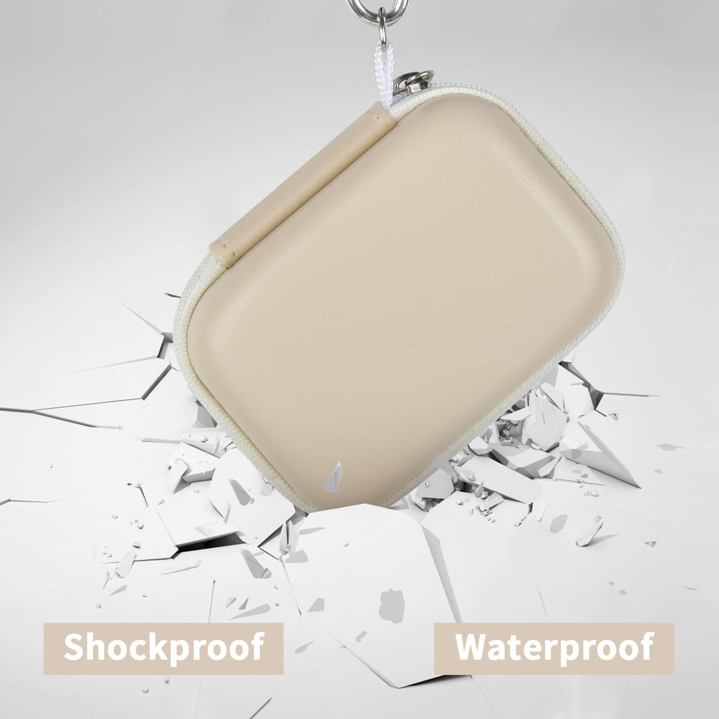 Ivory Crucial SSD case demonstrating shockproof and water-resistant protection