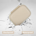Ivory Crucial SSD case demonstrating shockproof and water-resistant protection