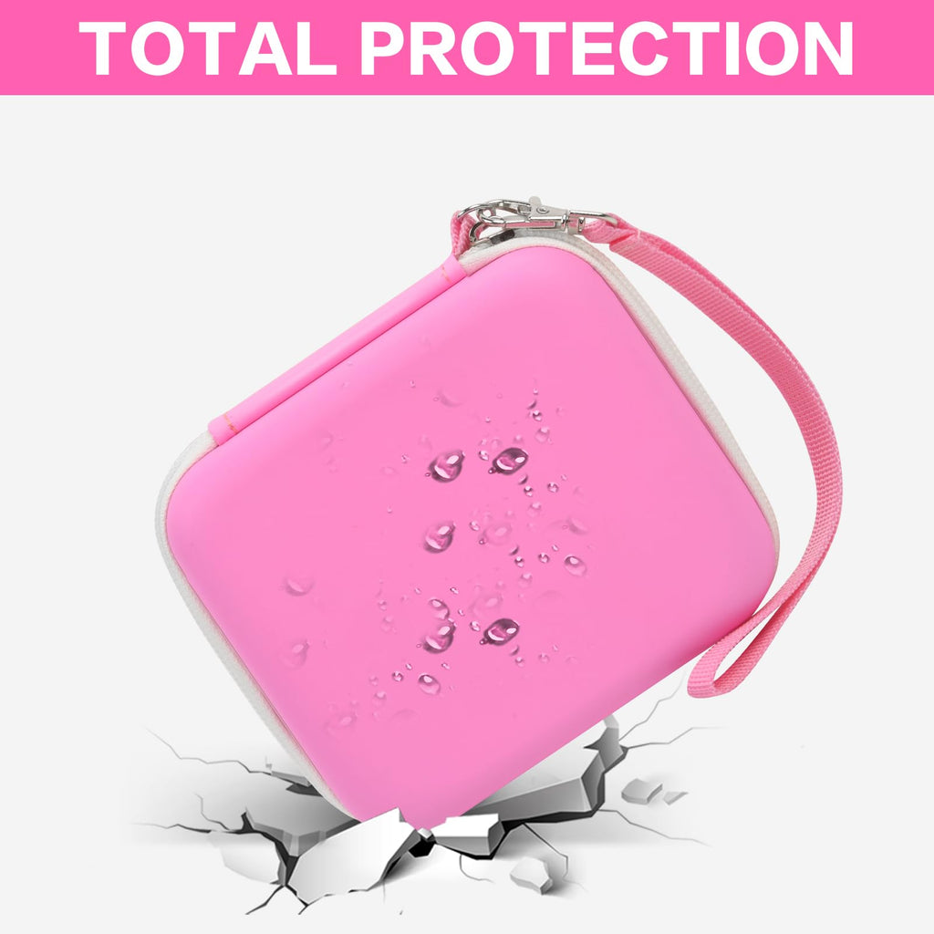 Pink kids instant print camera case hard shell impact protection demonstration