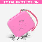 Pink kids instant print camera case hard shell impact protection demonstration