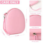 Pink hard-shell headphone case dimensions with handle and strong zipper; case only