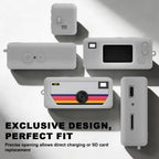 Gray silicone case for Kodak Charmera keychain camera precise-fit design shown from multiple angles