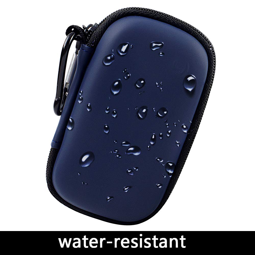 Navy portable SSD case demonstrating water-resistant protection
