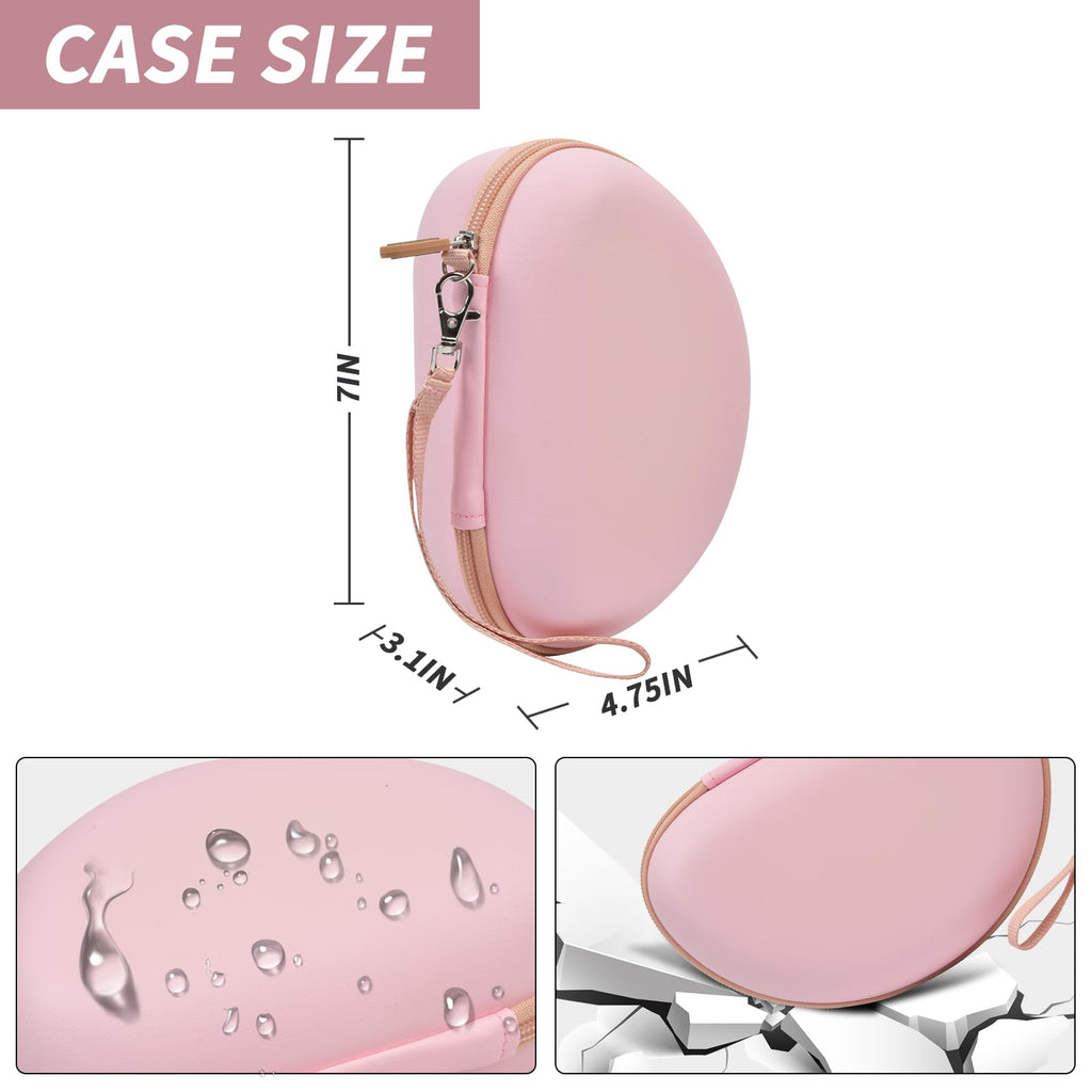 Pink headphone case dimensions with water-resistant and anti-fall protection