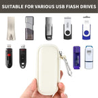 White USB flash drive and SD card storage case compatibility with assorted USB flash drives