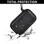 Black SanDisk SSD case demonstrating total impact and water-resistant protection