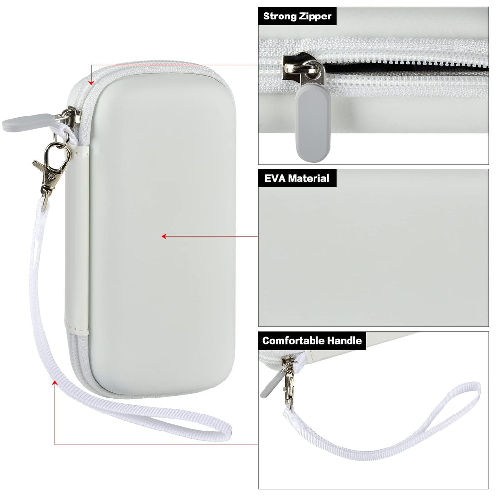 White EVA power bank case with strong zipper, protective shell, and comfortable wrist strap