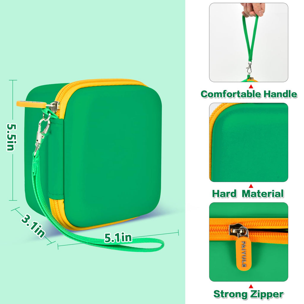 Green kids instant print camera case dimensions and protective features overview