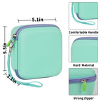 Mint green kids instant print camera case dimensions and protective features overview