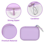 Lavender portable SSD case with strong zipper, carabiner, and premium hard-shell material