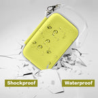 Yellow charging station organizer demonstrating shockproof and water-resistant protection