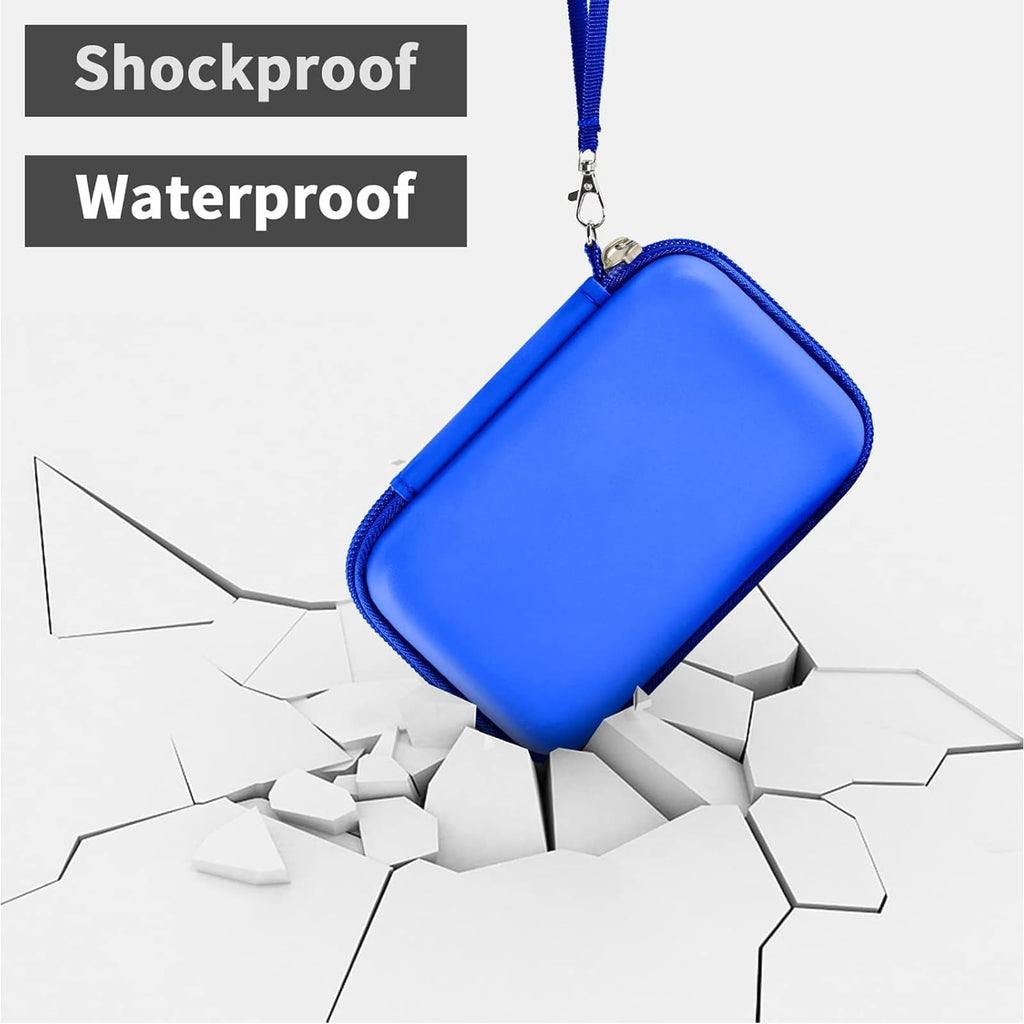 Blue charging station organizer demonstrating shockproof and water-resistant protection