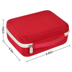 Red and white label maker case dimensions: 8.85 by 6.5 by 3.93 inches