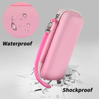 Pink toothbrush case demonstrating waterproof and shockproof protection