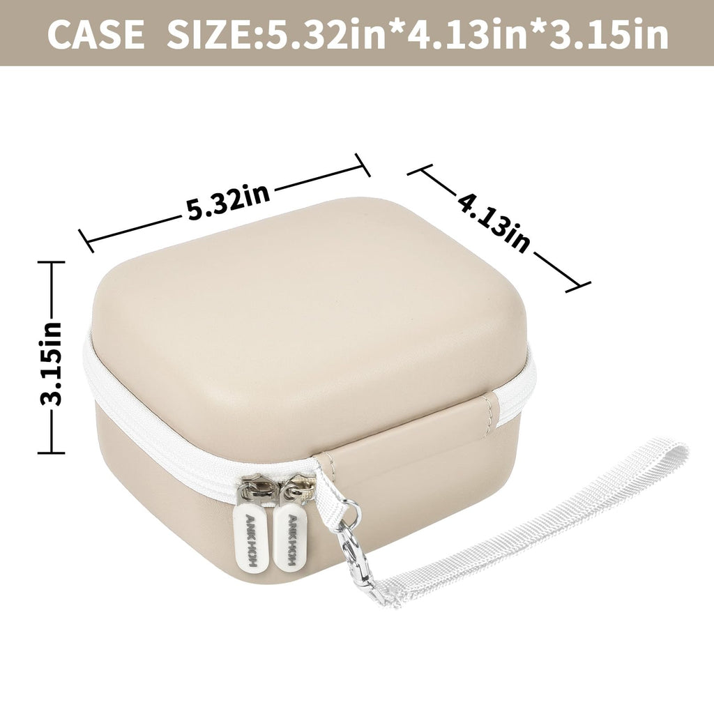 Beige mini printer case dimensions: 5.32 by 4.13 by 3.15 inches