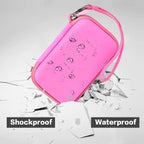 Pink charging station organizer demonstrating shockproof and water-resistant protection