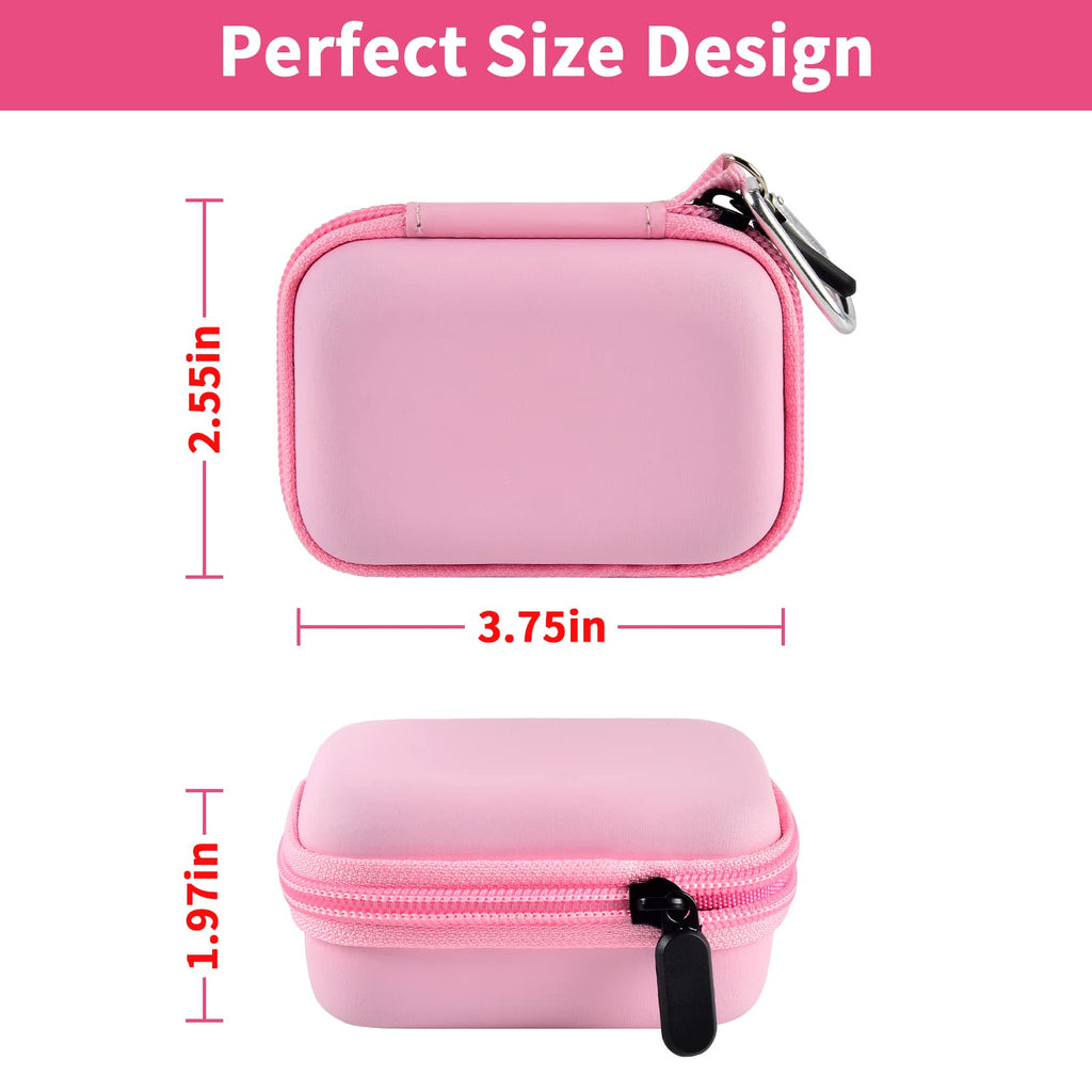 Pink portable charger case dimensions with compact hard-shell design
