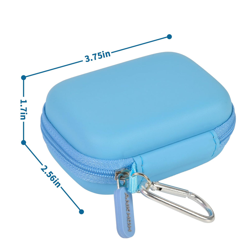 Light blue portable SSD case dimensions with attached carabiner