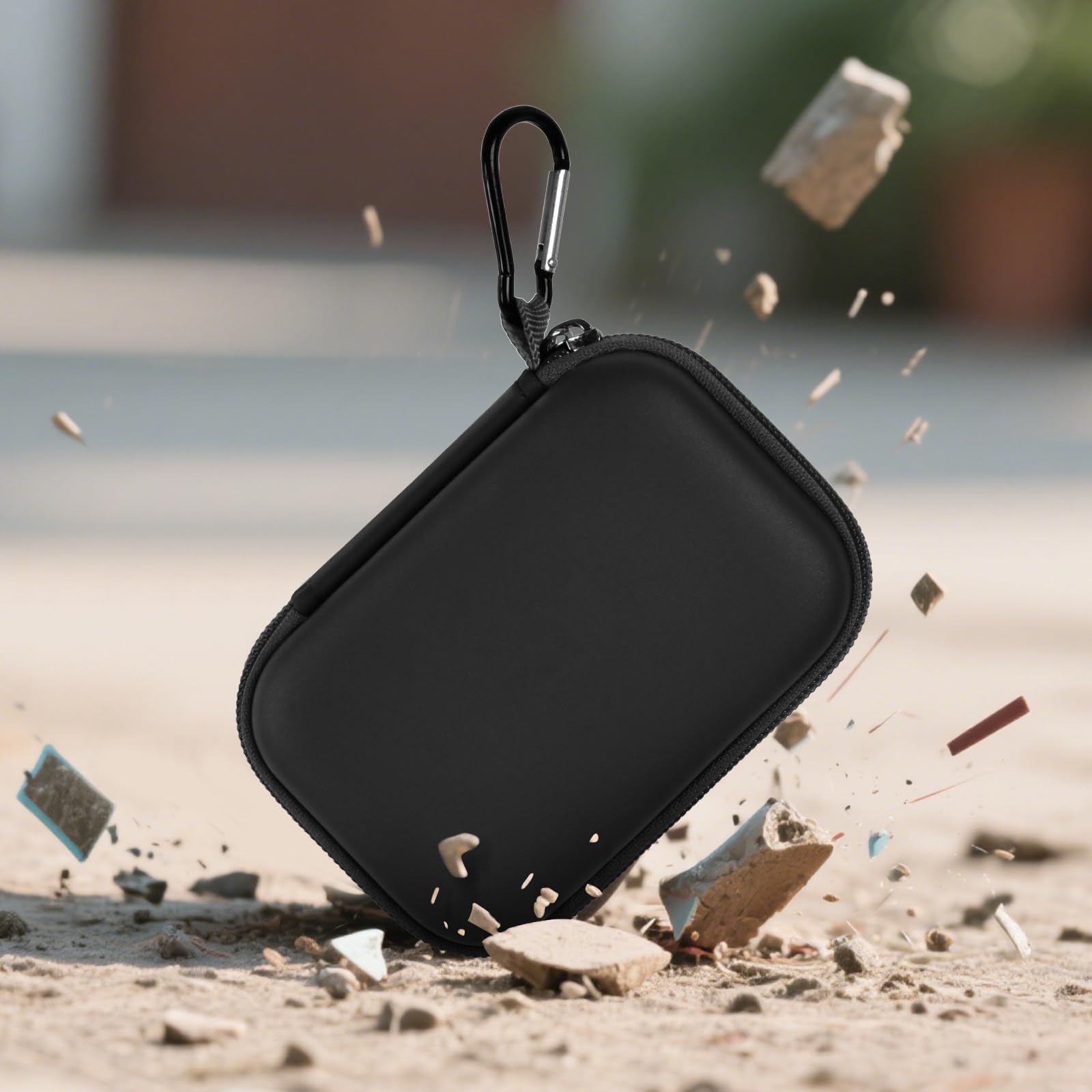 Black hard-shell SSD case demonstrating impact-resistant protection