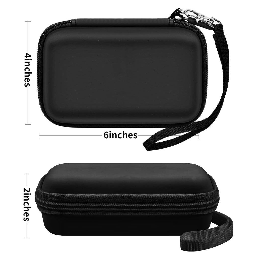 Black 3-in-1 charging station case dimensions: 6 by 4 by 2 inches