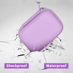 Lavender Crucial SSD case demonstrating shockproof and water-resistant protection