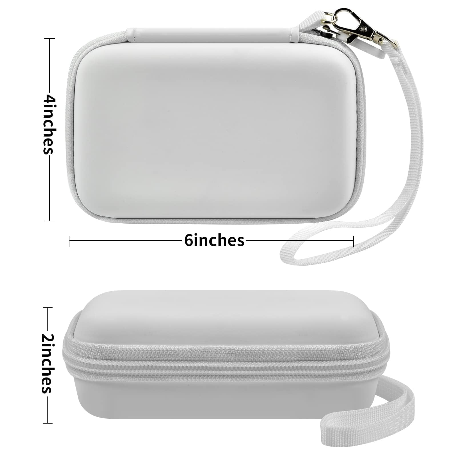 White 3-in-1 charging station case dimensions: 6 by 4 by 2 inches