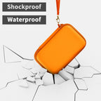 Orange charging station organizer demonstrating shockproof and water-resistant protection