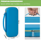 blue hard stethoscope case dimensions, carry handle and dual zipper details