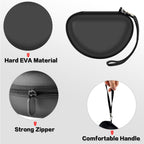 Black and red headphone case with hard EVA shell, strong zipper, and carrying strap