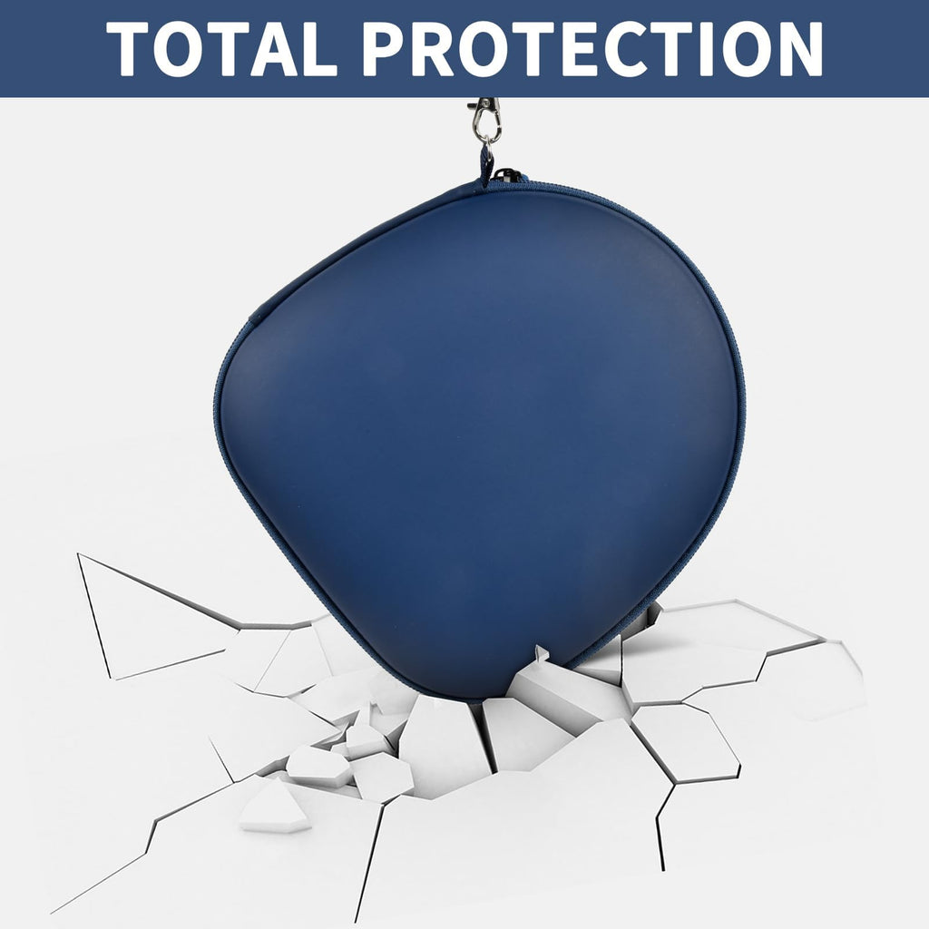 Navy blue headphone case demonstrating impact-resistant total protection