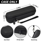 Black slim electric toothbrush case dimensions with hard shell, zipper, and hand strap; case only