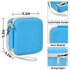 Blue kids instant print camera case dimensions and protective features overview